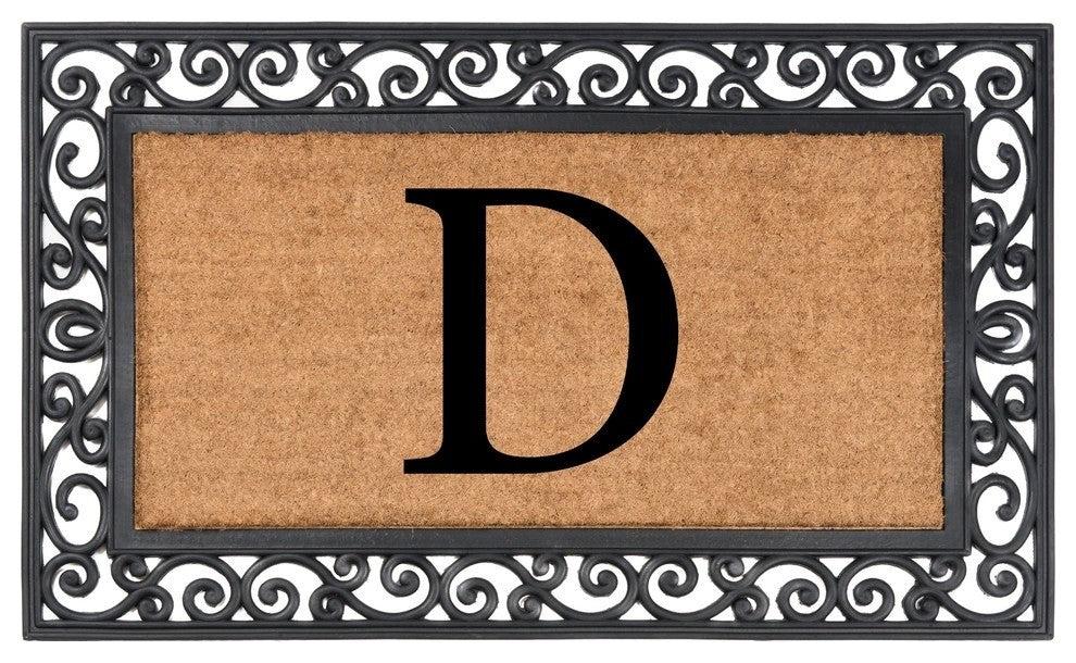 Classic Monogrammed Rubber Welcome Mat, D