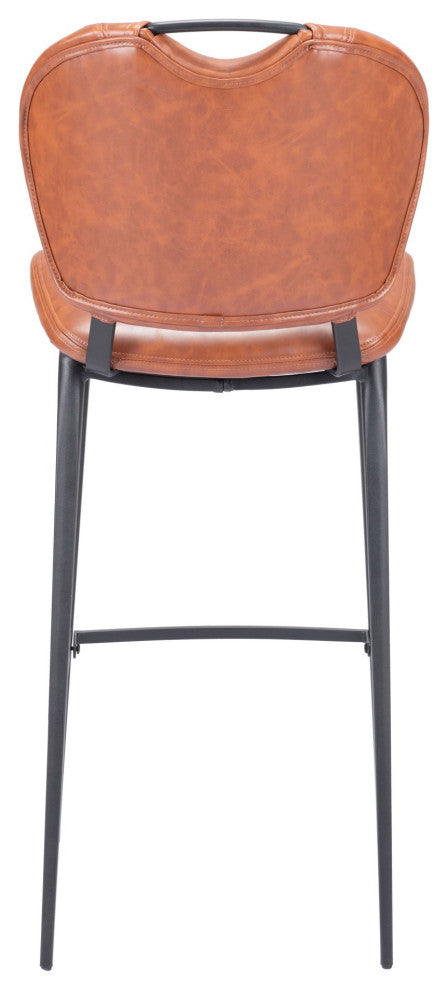 Bar Stool Chair Barstool, Faux Vinyl Leather, Steel, Vintage Brown, Black, Cafe