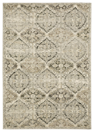 Fleming Distressed Floral Panel Ivory and Grey Area Rug, 6'7"x9'6"