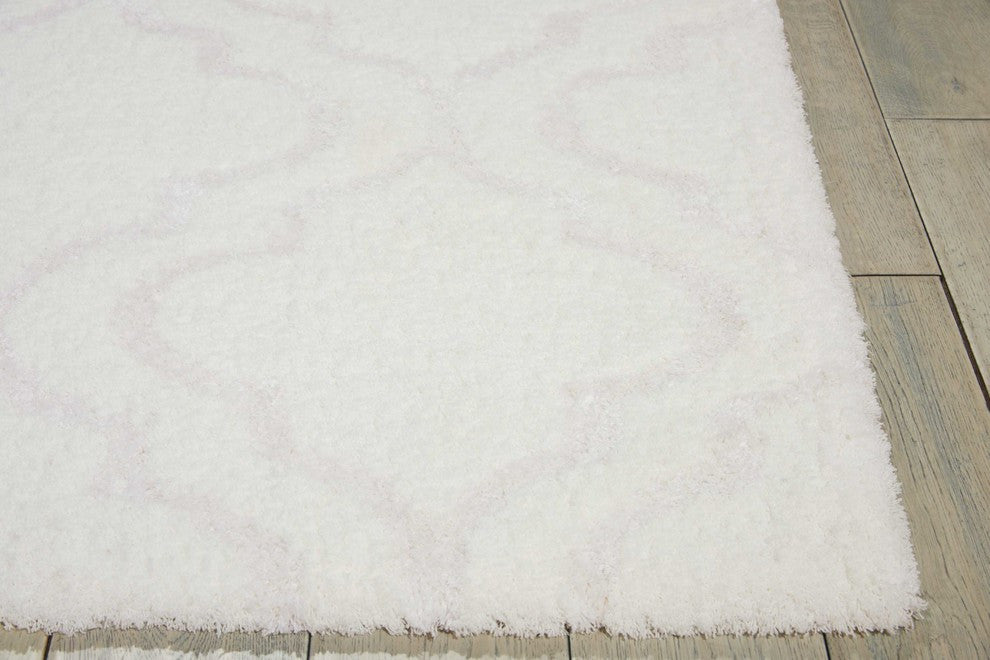 Kathy Ireland Light and Airy White Shag Area Rug By Nourison, 5'x7'