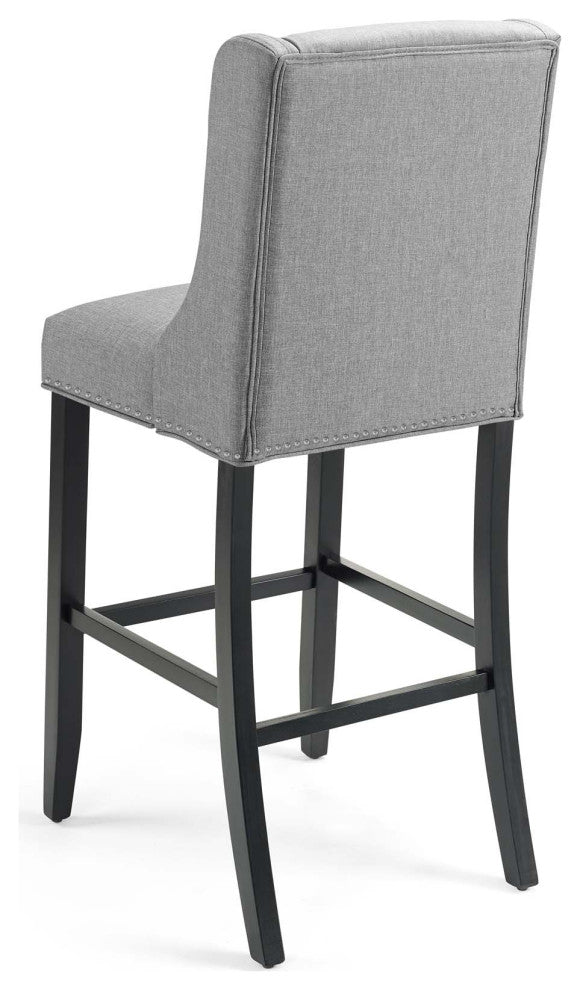 Bar Stool Chair Barstool, Set of 2, Fabric, Wood, Gray, Modern, Bar Pub