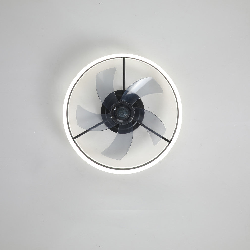 20 in. W x 6 in. H Iron Ceiling Fan in Black with Dimmable LED Lights