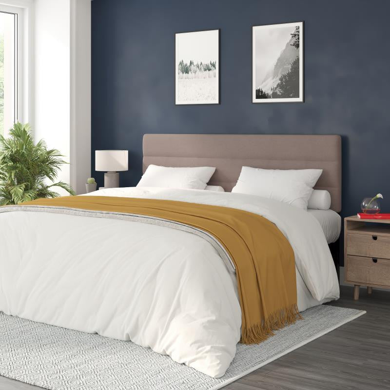 Paxton Stitched Upholstered Adjustable Height Headboard, Taupe, King
