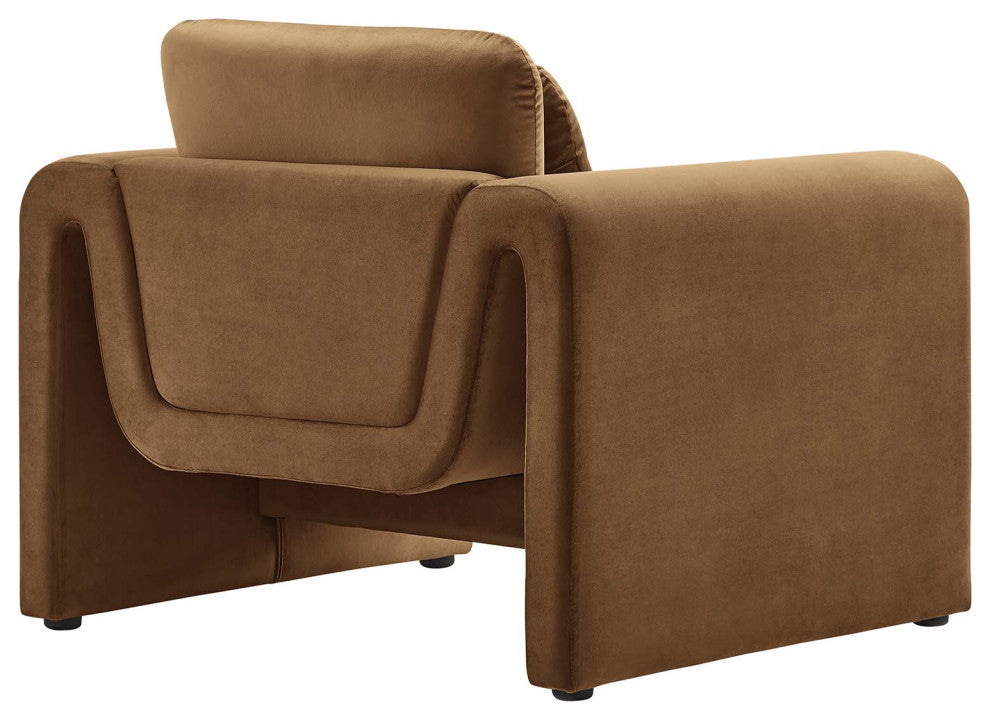 Waverly Performance Velvet Armchair - Brown
