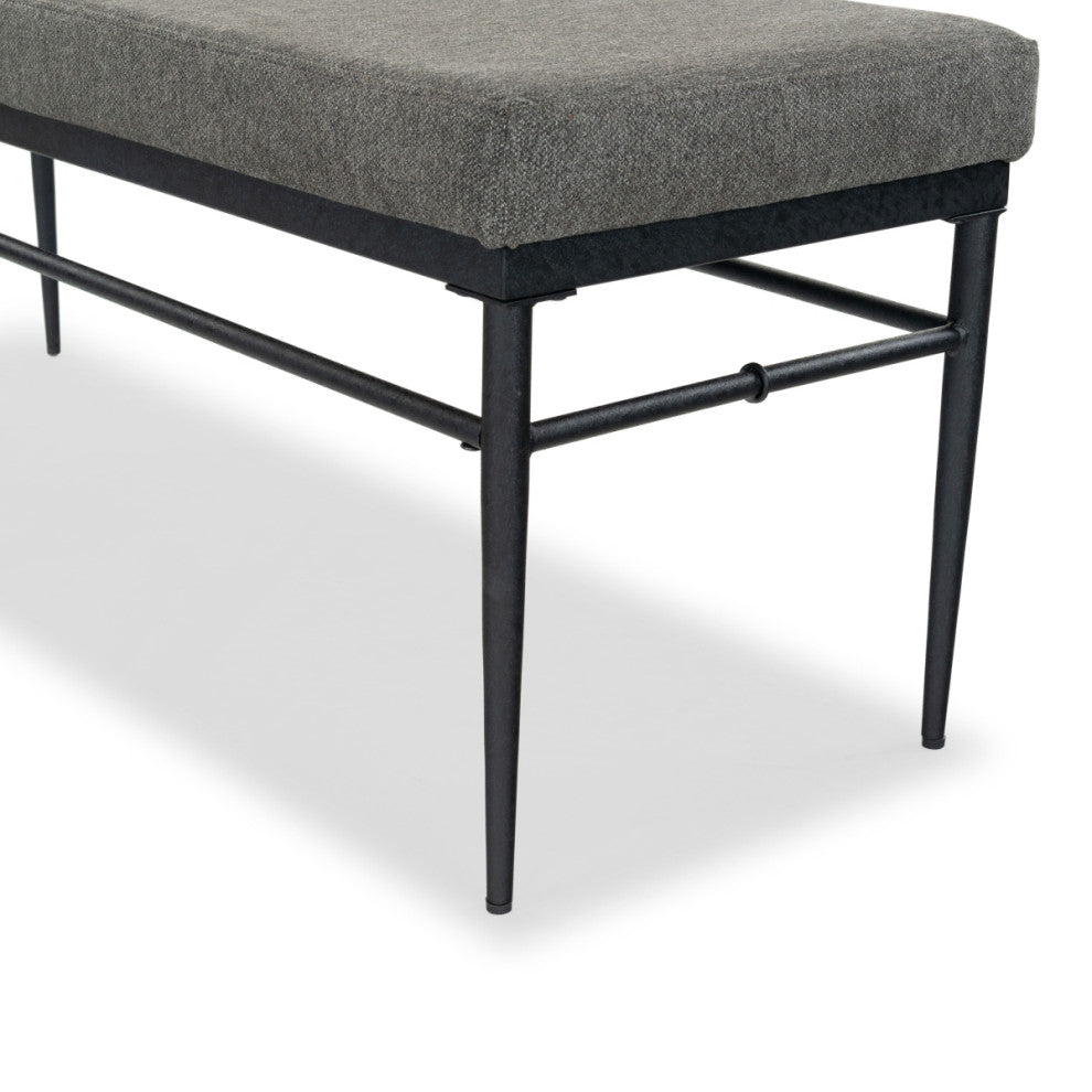 Safavieh Couture Theabella Linen and Metal Bench, Black/Dark Grey