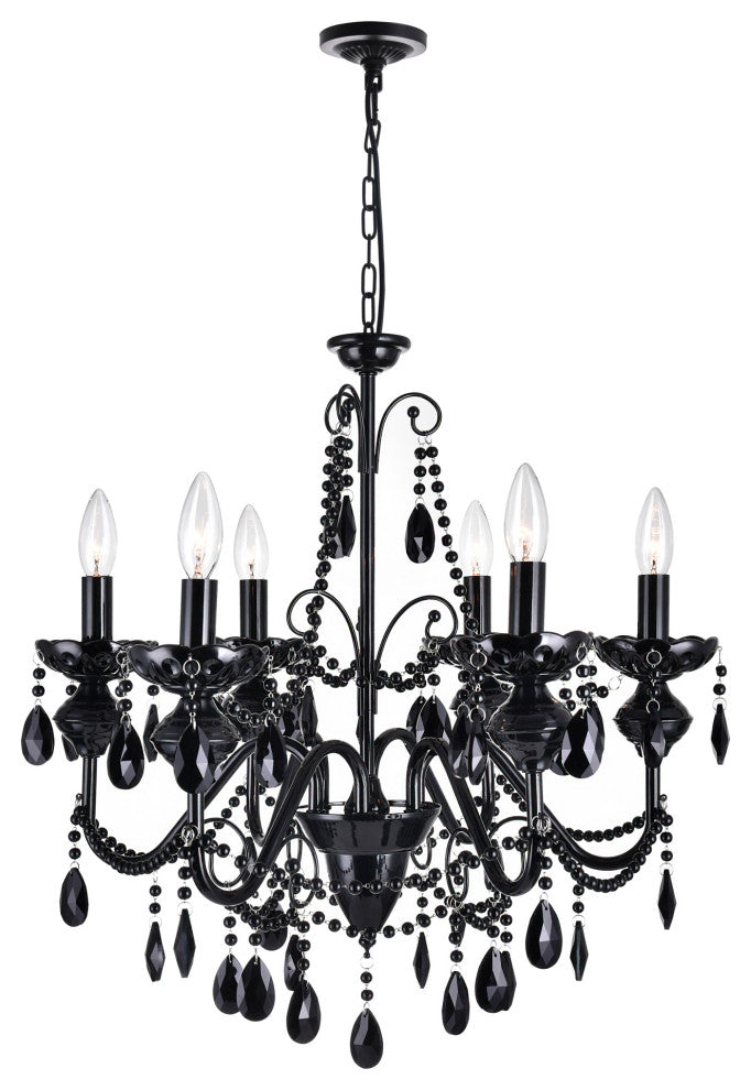 Keen 6 Light Up Chandelier With Black Finish