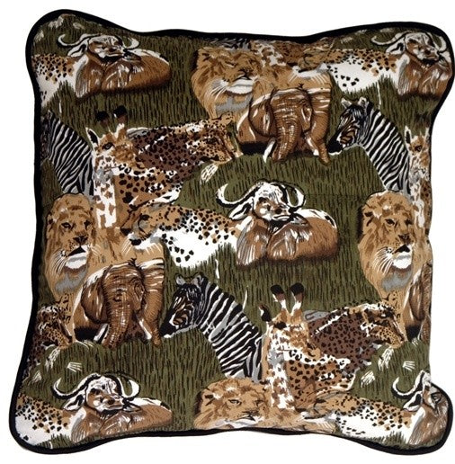 Pillow Decor, Safari Print Cotton Small Throw Pillow, 17"x17"