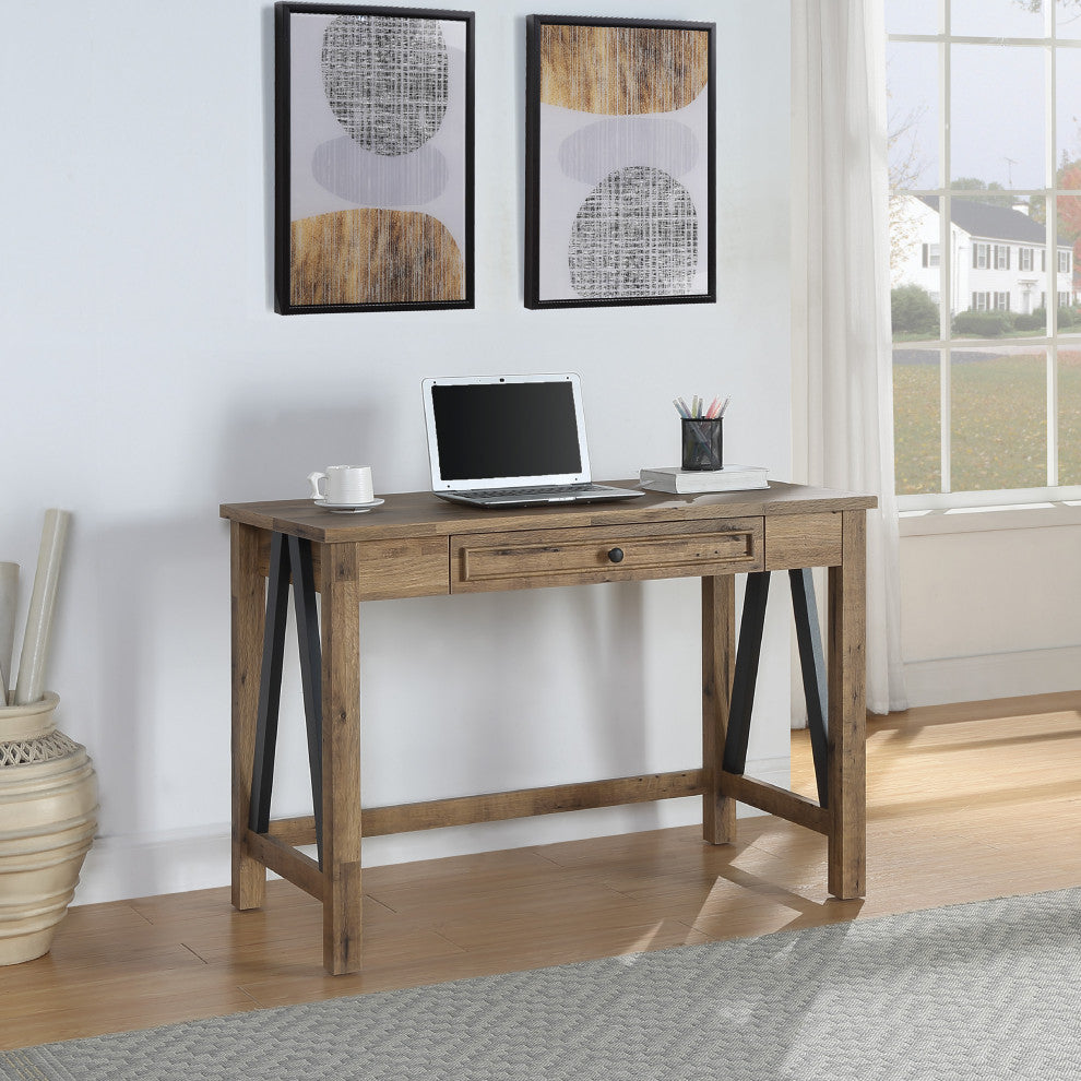 Quinton Writing Desk With Drawer, Salvage Oak