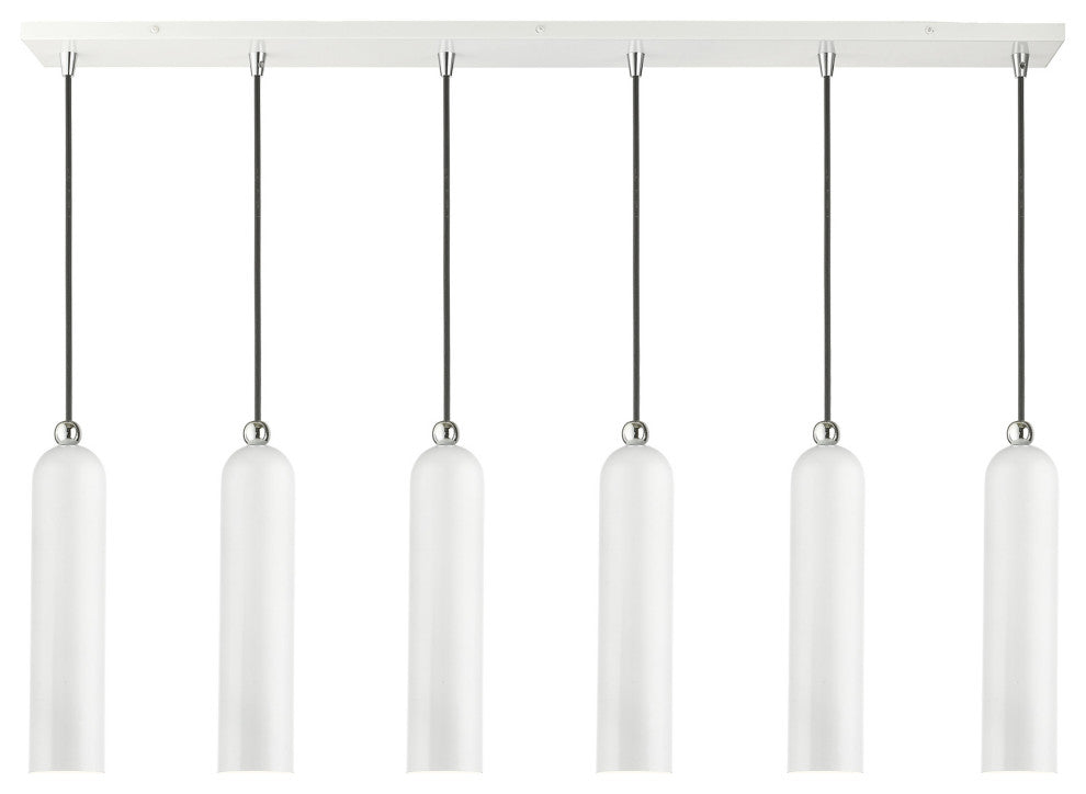Shiny White Finish Mid Century Modern, Urban, Scandinavian Linear Pendant