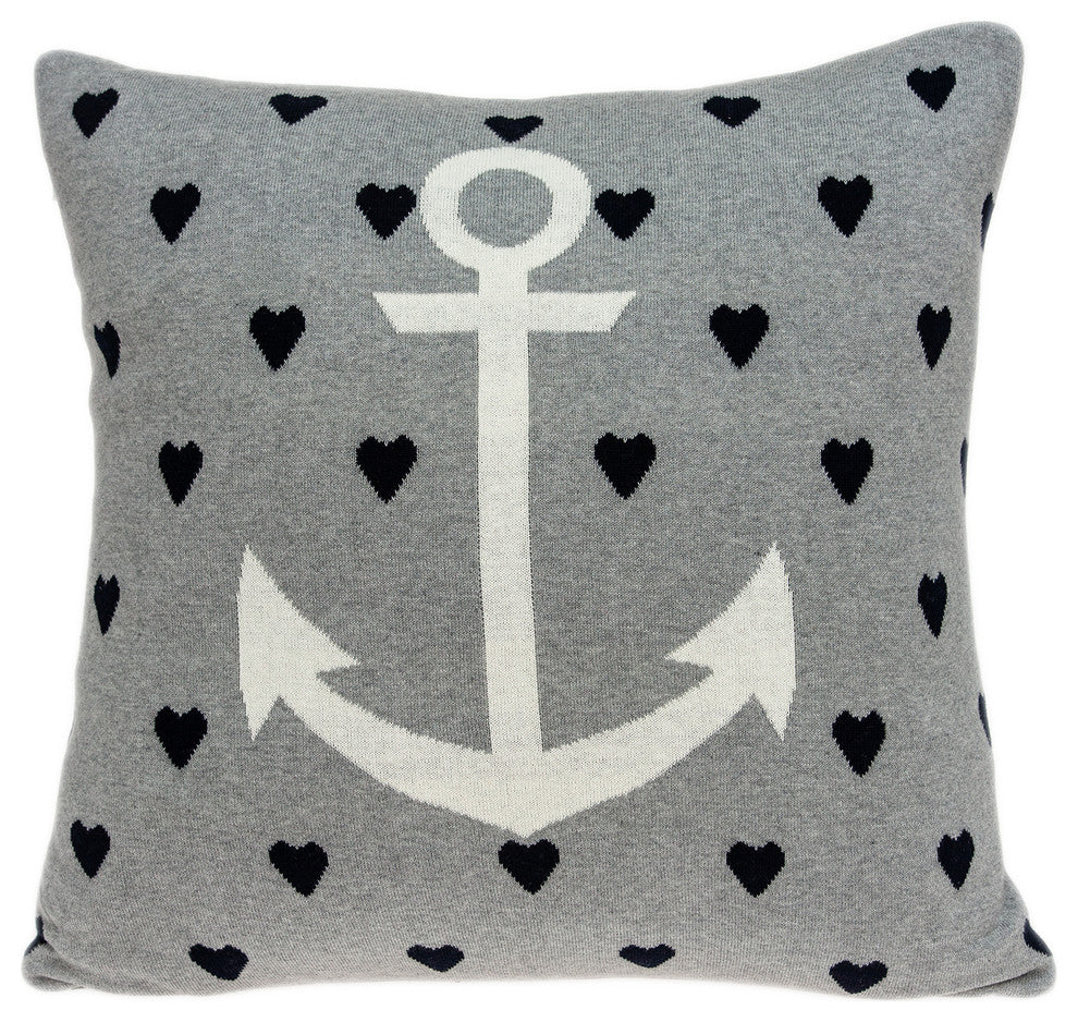 Parkland Collection Gail Nautical Blue Pillow Cover With Poly Insert