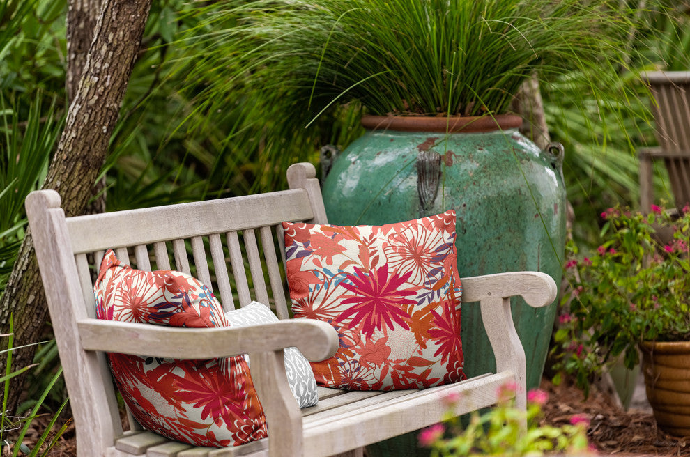 Jumble Floral Indoor/Outdoor Throw Pillow, Seed, 18"x18"