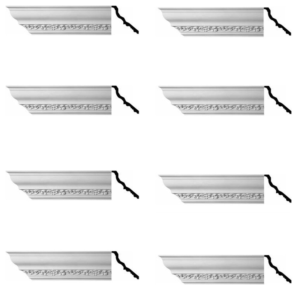 Cornice White Urethane Sabine Ornate Design 8 Pieces Totaling 752" Length