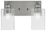 Edge 2-Light Bath Bar, Brushed Nickel Finish, 4" Clear Bubble Glass