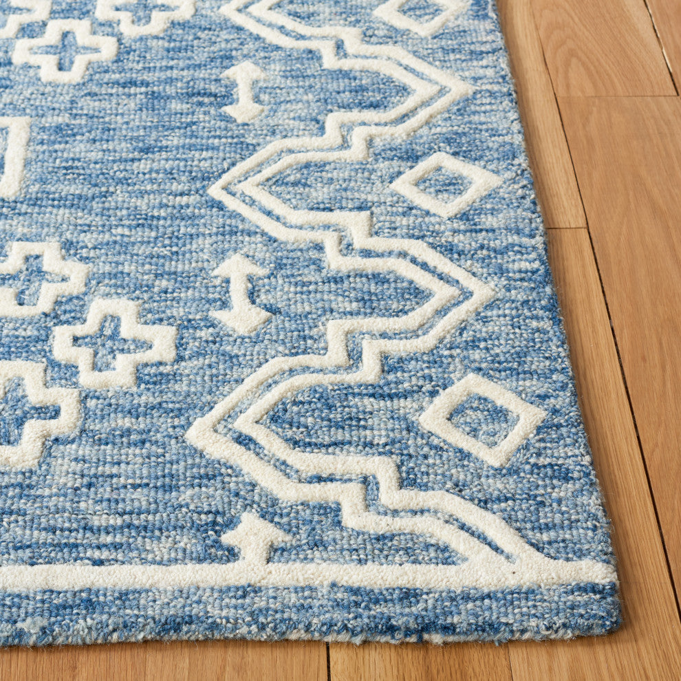 Safavieh Couture Abstract Collection, ABT852 Rug, Blue/Ivory, 5'x8'