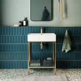 Pierre 24" Single, Freestanding, Open Shelf, Metal Frame Vanity, Gold