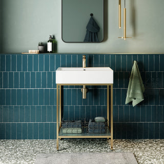 Pierre 24" Single, Freestanding, Open Shelf, Metal Frame Vanity, Gold