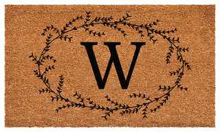 Calloway Mills Rustic Leaf Vine Monogrammed Doormat, 24"x48", Letter W