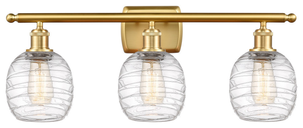 Innovations 516-3W-SG-G1013 3-Light Bath Vanity Light, Satin Gold