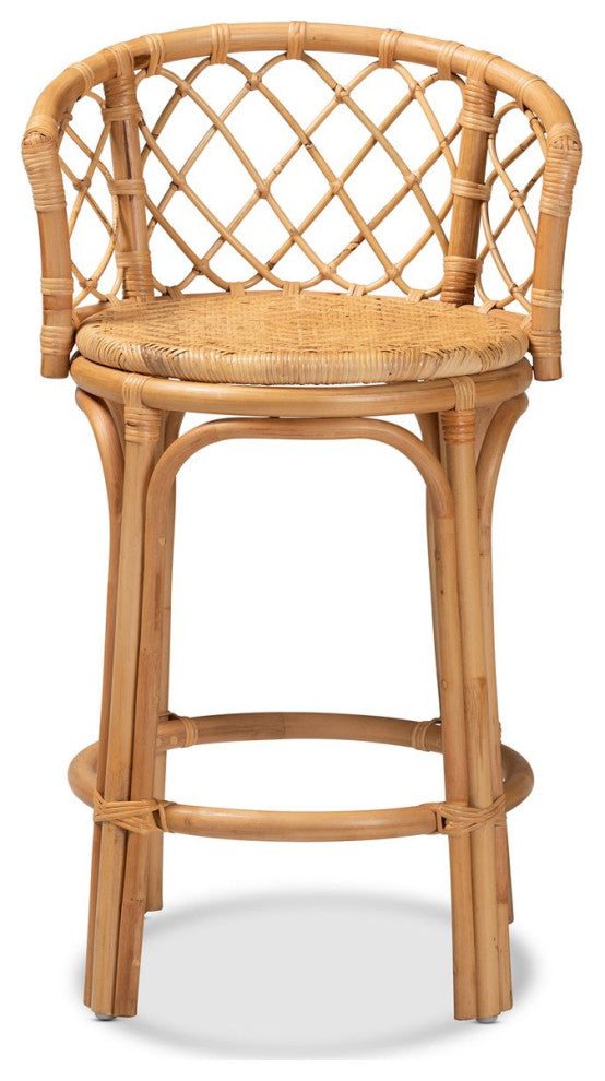 Orchard Modern Bohemian Natural Brown Rattan Counter Stool