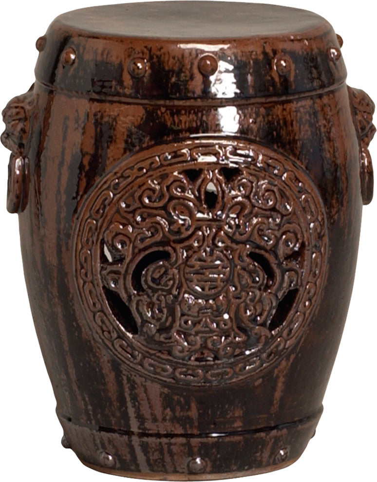 Dragon Medallion Stool, Brown