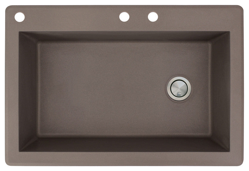 Radius 33" silQ Granite Single Bowl Kitchen Sink with 3 Holes in Espresso
