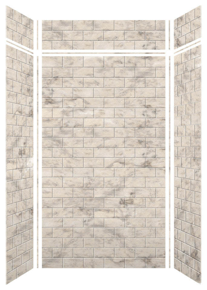 Transolid SaraMar 48"x36"x96" 6-Piece Shower Wall Kit with Extension, Sand Creme