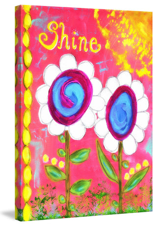 "White Flowers Shine" Painting Print on Wrapped Canvas