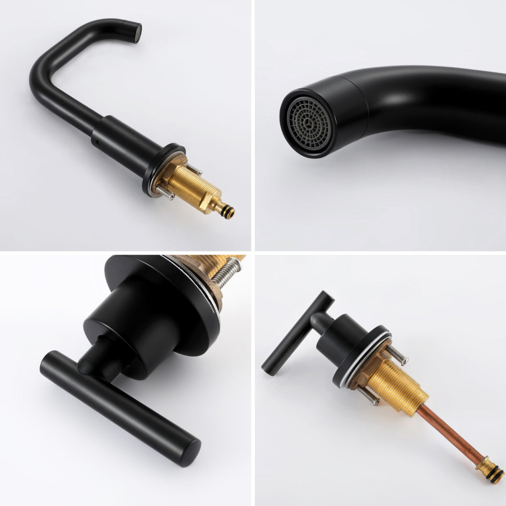8 in. Widespread 2-Handle High Arc Bathroom Faucet with Brass Dics Valve, Black
