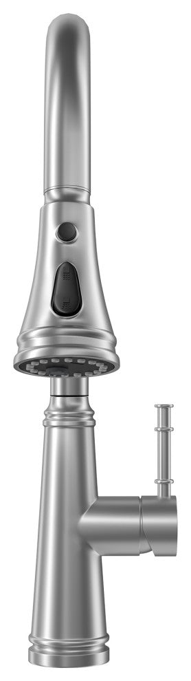 Single Handle Deck Mounted High Arc Pull Out Stainless Steel Kitchen Faucet, Bru