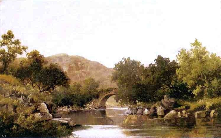 Robert Scott Duncanson The Stone Bridge, 18"x27" Wall Decal