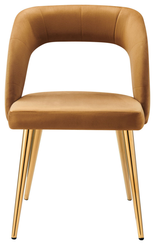 Dining Chair, Gold Brown, Velvet, Modern, Mid Century Cafe Bistro Hospitality