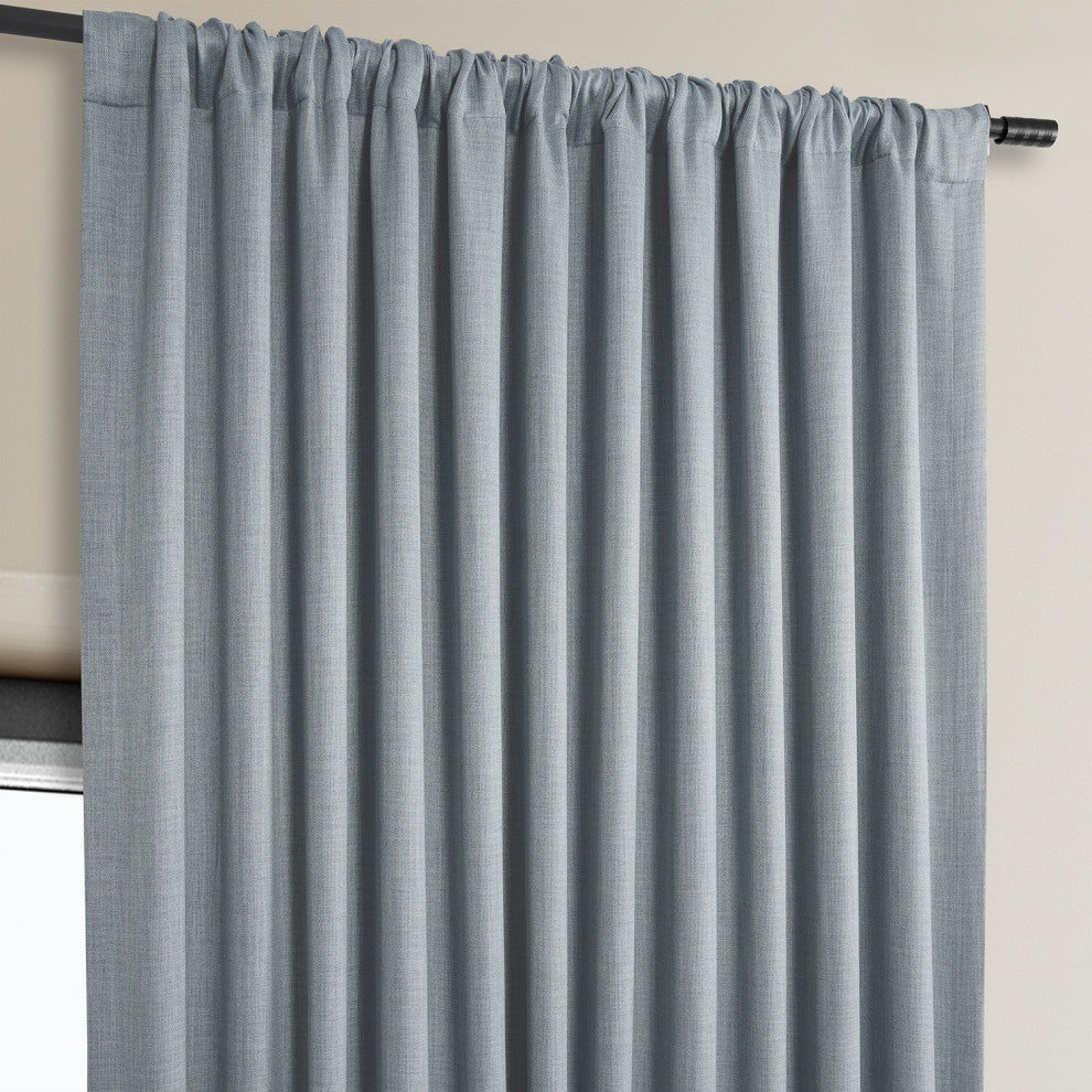 Faux Linen Extra Wide Room Darkening Curtain Single Panel, Heather Grey, 100x84