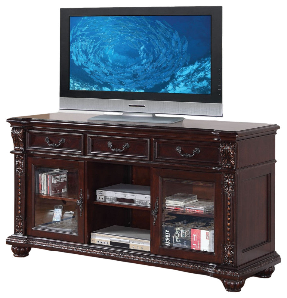 HomeRoots 65" X 20" X 34" Cherry Poplar Wood Tv Stand