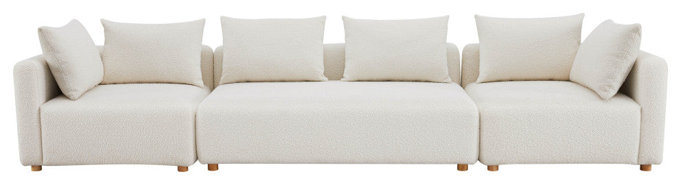 Hangover 145" Upholstered Long Sofa, Cream Boucle