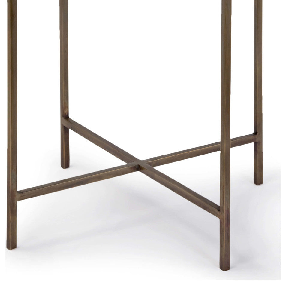 Bone Drum Table, Antique Brass