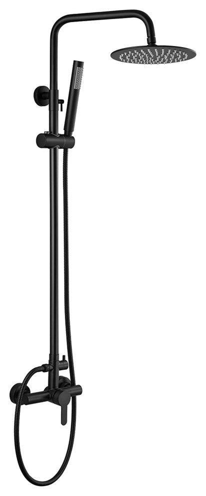 Liria Wall Mount Stainless Steel Dual Function Outdoor Shower, Matte Black