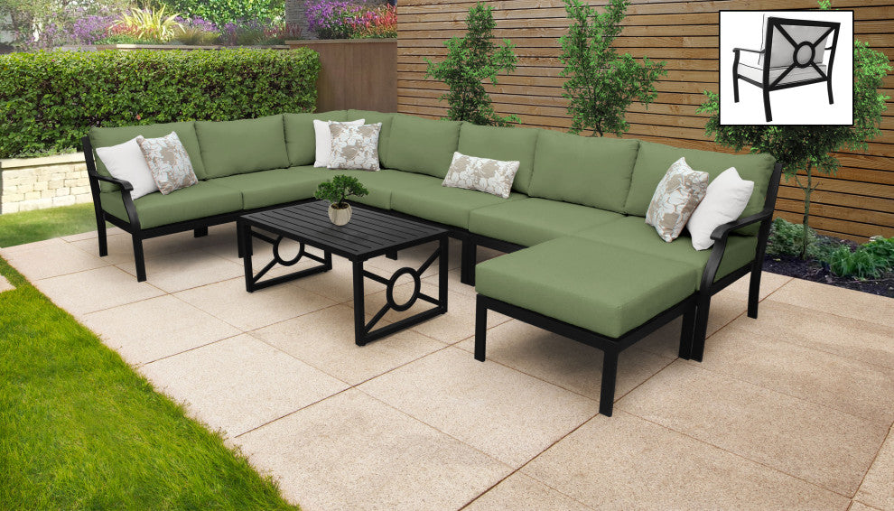 kathy ireland Madison Ave. 9 Piece Aluminum Patio Furniture Set 09d, Forest