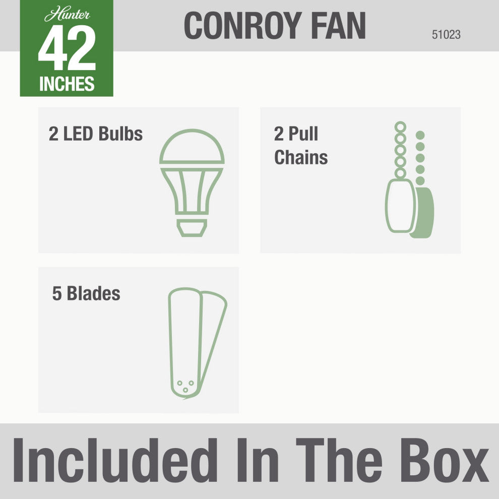 Hunter Fan Company 42" Conroy Onyx Bengal Ceiling Fan With Light