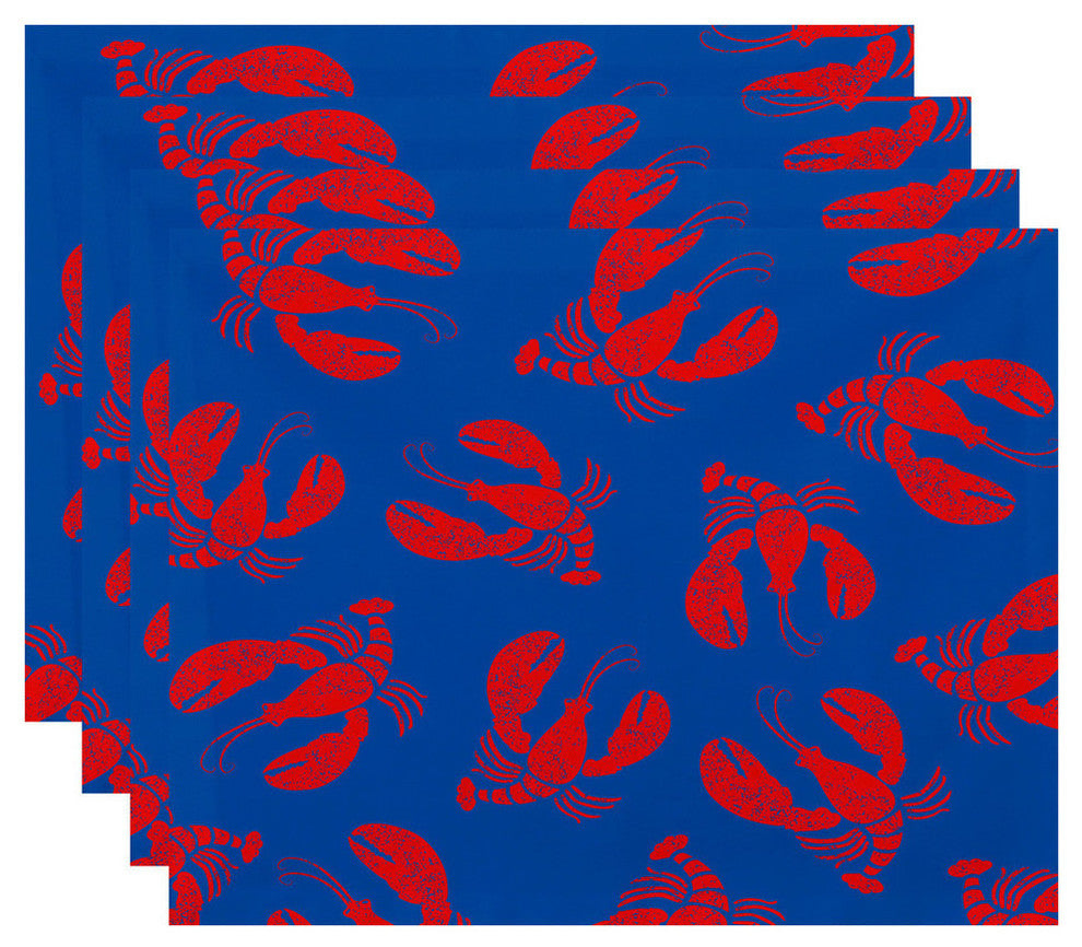 18"x14" Lobster Fest, Animal Print Placemat, Blue, Set of 4