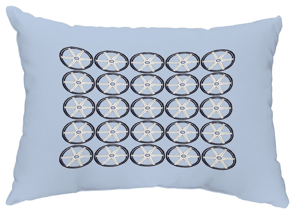 Nautical Geo Square 14"x20" Nautical Decorative Outdoor Pillow, Blue