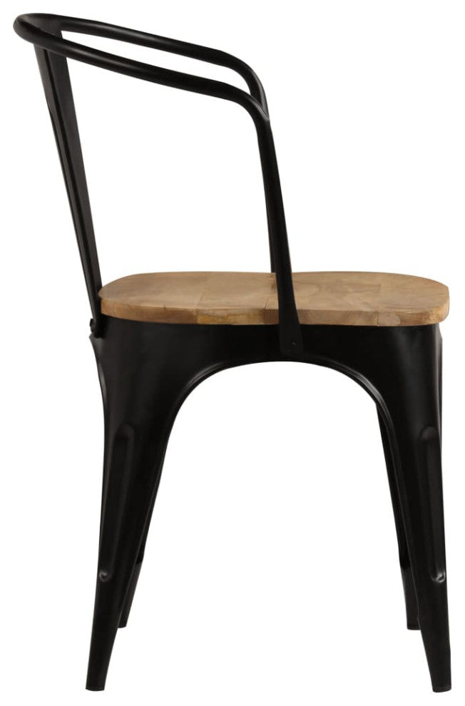 vidaXL Dining Chairs 6 pcs Black Solid Mango Wood