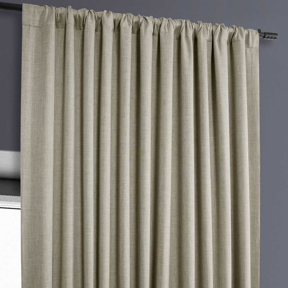 Faux Linen Extra Wide Room Darkening Curtain Single Panel, Oatmeal, 100"x84"
