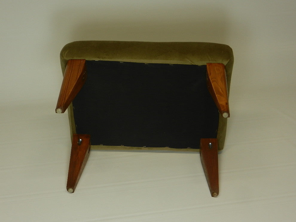 Tufted Suede Footstool, Olive