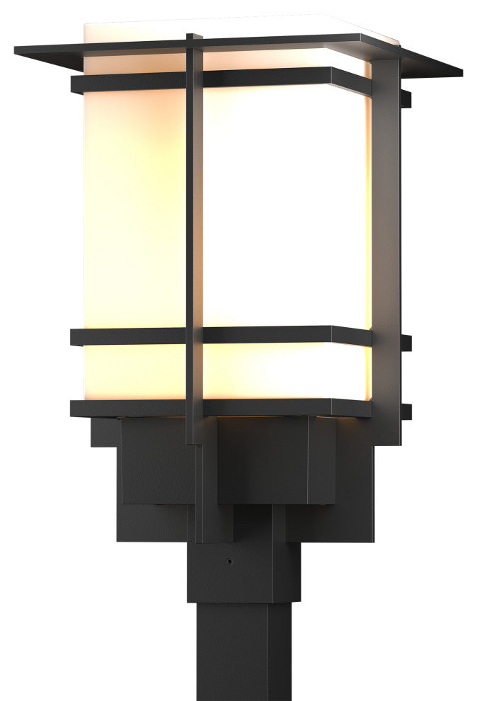 Tourou Large Outdoor Post Light, Coastal Black Finish, Opal Glass