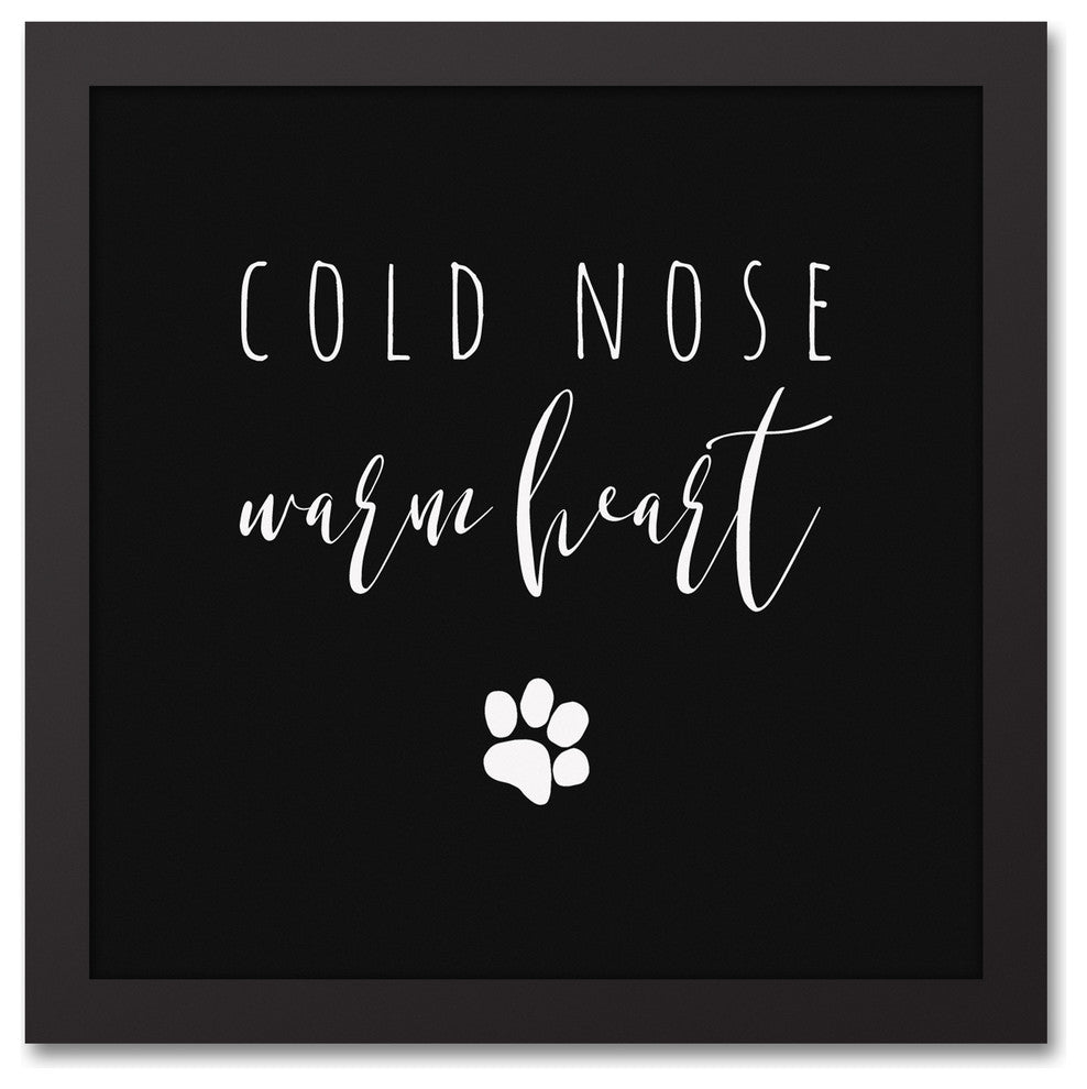 Cold Nose, Warm Heart Black Framed Canvas, 12x12