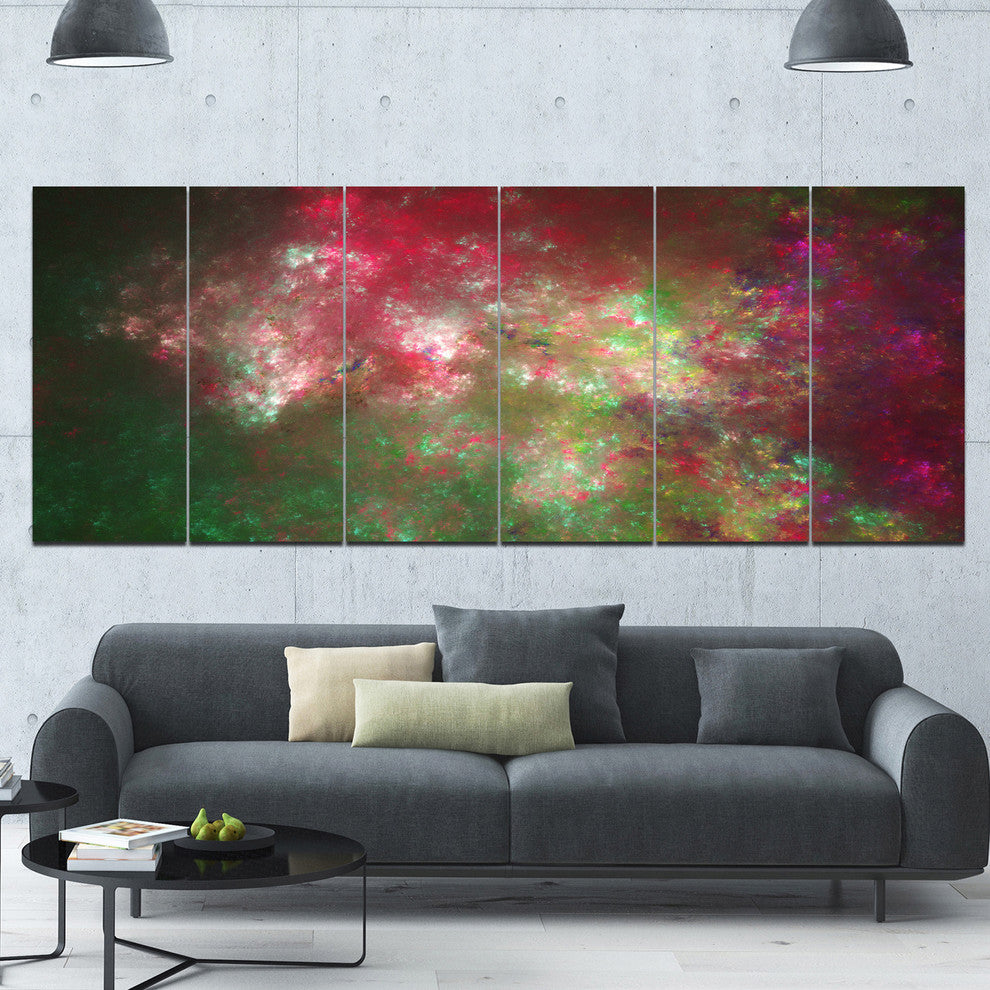 Colorful Starry Fractal Sky, Abstract Canvas Art Print, 70"x28", 6 Panels