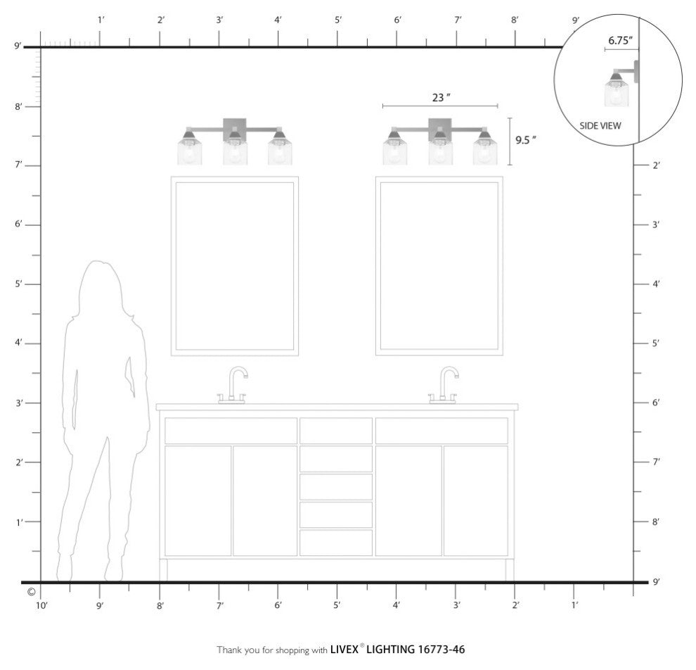 Aragon 3 Light Black Chrome Vanity Sconce