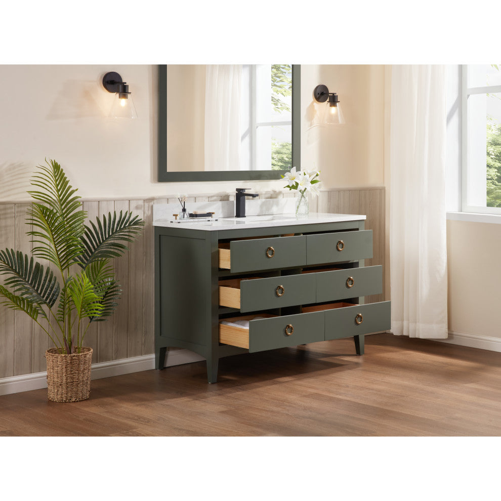 Legion Furniture WS2518 Series Bathroom Sink Vanity, Pewter Green, 48", Artificial Stone Top, Single Sink