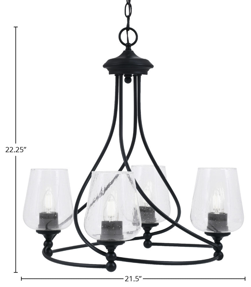 Capri 4-Light Chandelier, Matte Black/Clear Bubble