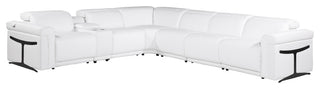 Giovanni 7-Piece 3-Power Reclining Italian Leather Sectional, White